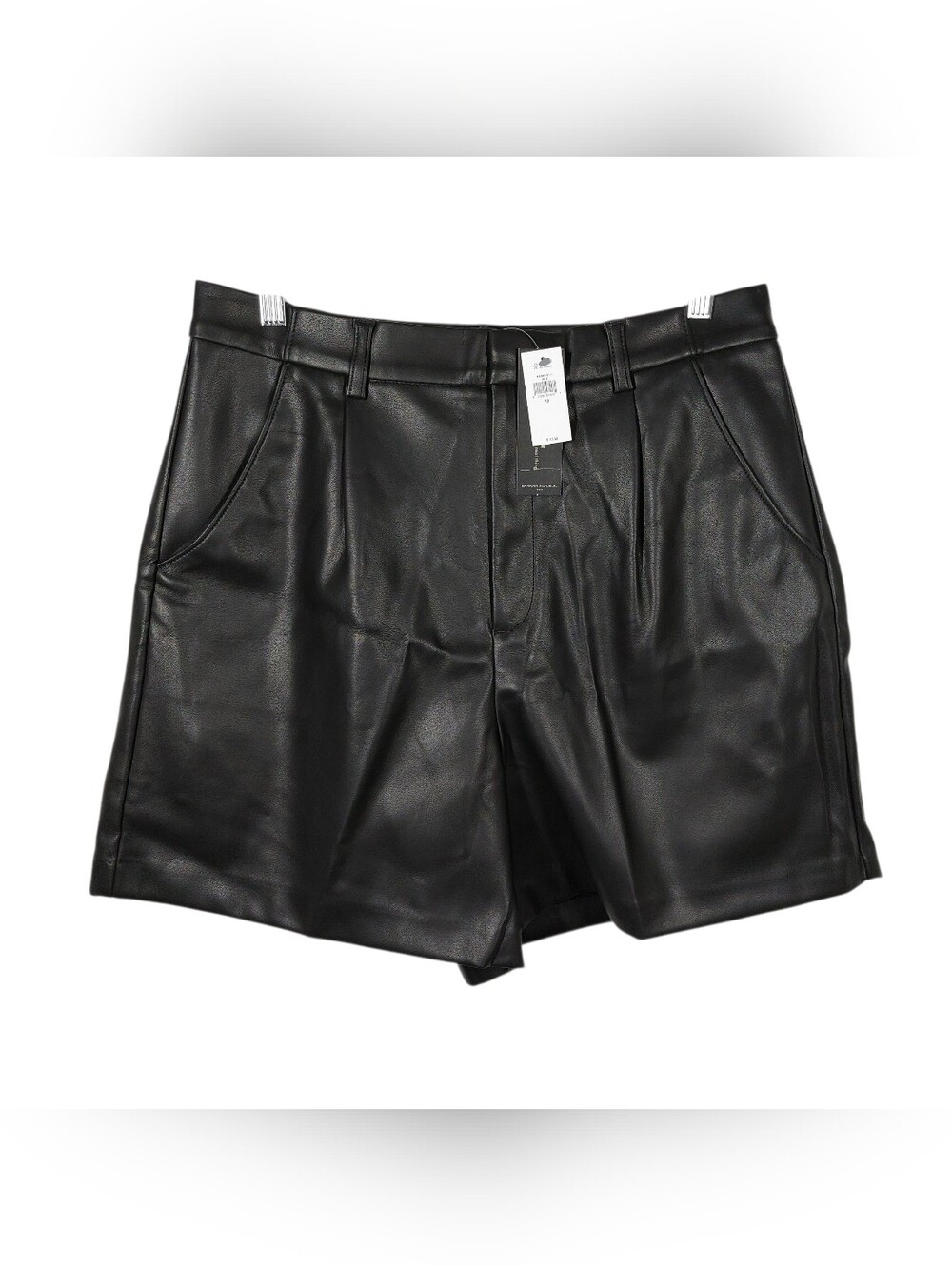 Banana Republic Black Vegan Faux Leather Shorts Size 12 NWT